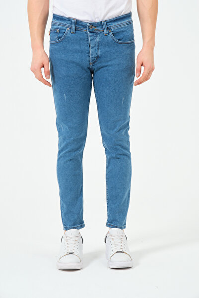moda biz Erkek Açık Mavi Italyan Kesim Slimfit Denım Jean Kot Pantolon