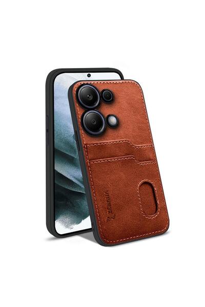 Zebana Xiaomi Redmi Note 13 Pro 4G Uyumlu Kılıf Zebana Kartlıklı Lüx Deri Kıl...