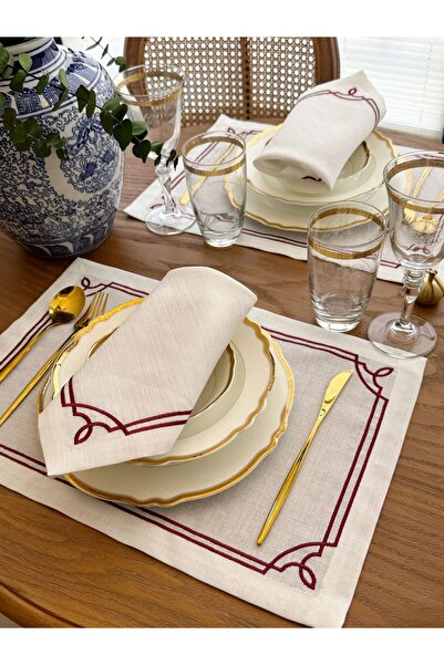 busrasdesign Σετ χαρτοπετσέτες σερβιρίσματος Lux Grup Alice 2 τεμαχίων μπορντό