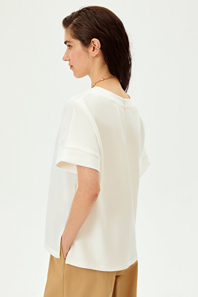Allyco Crew Neck Regular Knitted T-Shirt with Side Slits