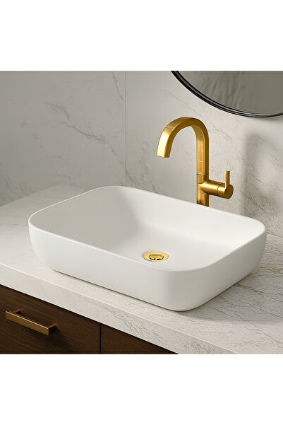 Turavit Loft Çanak Beyaz Dikdörtgen Deliksiz Lavabo 60 cm LFT0707