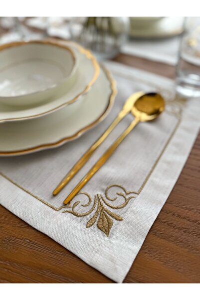 busrasdesign Σετ σερβίτσιο Lux Grup Jasmine American 2 τεμαχίων με χρυσό γκλίτερ