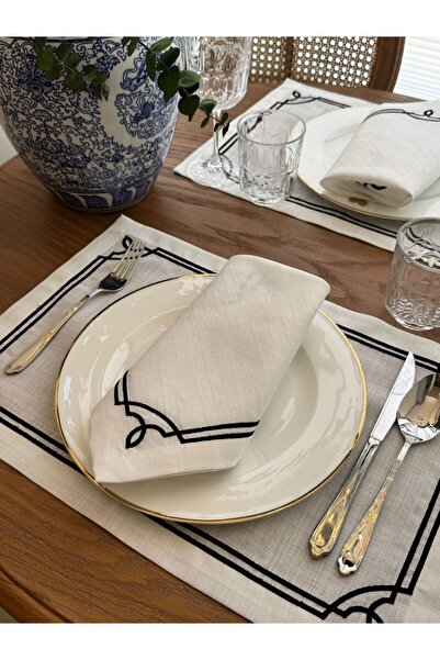 busrasdesign Σετ χαρτοπετσέτες σερβιρίσματος Lux Group Alice 2 τεμαχίων Μαύρο