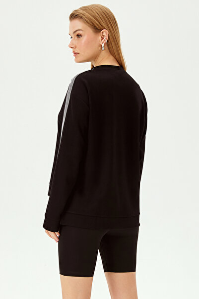 Allyco Oversize Black Sweatshirt with Stripe Detail