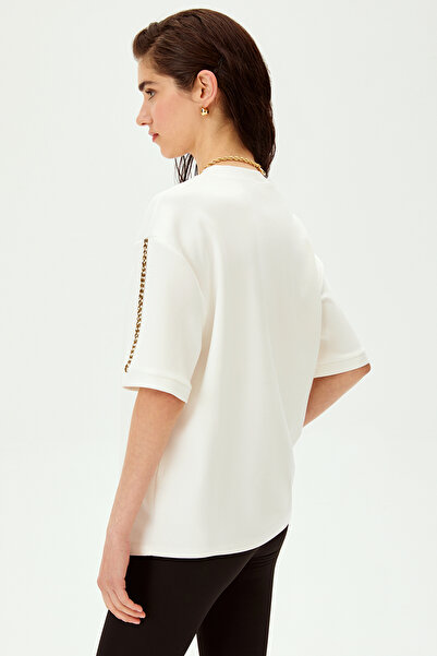 Allyco Pearl Embroidered Low Sleeve Regular Knitted T-Shirt