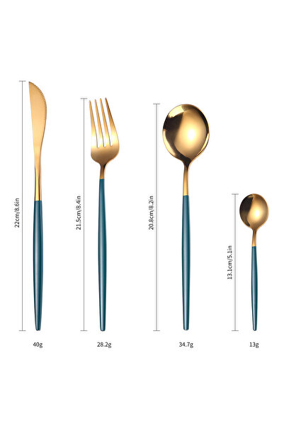Trendy's Set of 4 stainless steel cutlery, white-gold,