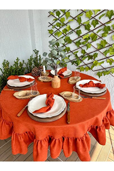 Decamor home مفرش طاولة دائري مخملي الملمس بنمط قديم ولون رمادي داكن (لا يشمل...