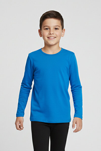 MK Mukko Kids Fata Băiat Copil Albastru Colorat Basic Sezonier Tricou cu mânecă lungă Badi