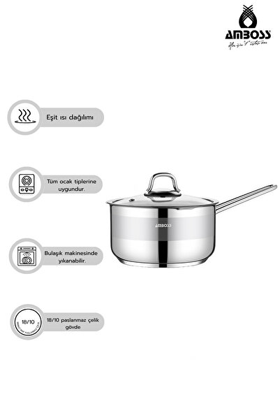 Amboss Saphire Stainless Steel Sauce Bowl Milk Bowl with Glass Lid 18 cm