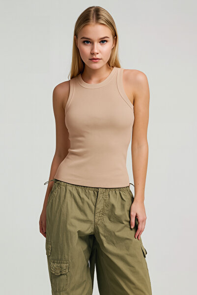 MİO ESTİLO Novelle Halter Neck Ribbed Tank Top