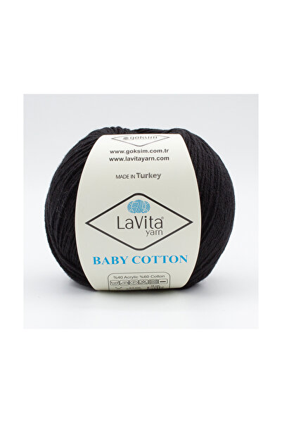 LaVita Yarn Βρεφικό βαμβακερό Amigurumi και πλεκτό νήμα 40% ακρυλικό 60% βαμβάκι 50gr (6500 ΜΑΥΡΟ)
