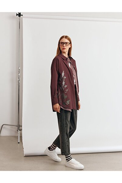 KYR تونيك قطني 100% بلون أحمر داكن