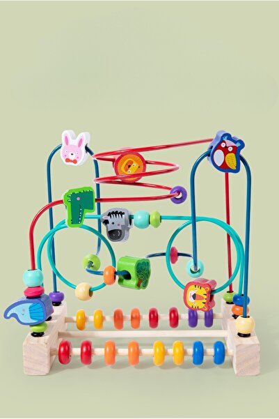 OEM Wooden Toy with Beads on a Circuit, Educational Puzzle with Animals for Developing Motor Skills C