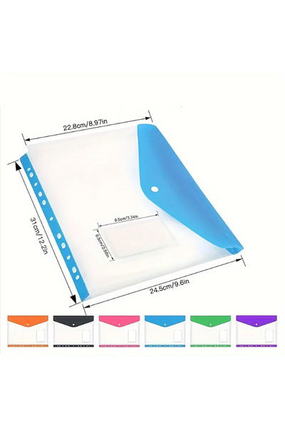 Choice 6 قطع أخرى من الأظرف البلاستيكية مع أزرار لاصقة وحقيبة توسيع مجلد الملفات ذات 11 فتحة لحلقة 2/3/4