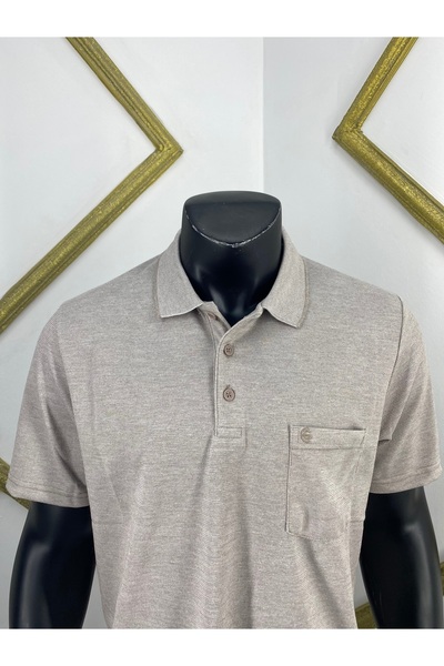 Sadık Collection Ercan Men's Large Size Polo Neck Pocket Cotton Vision Color T-Shirt V-4 5005