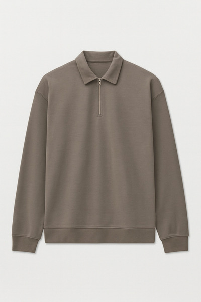 Valiberta Мъжка блуза с поло яка, половин цип и свободна кройка от модална ма...