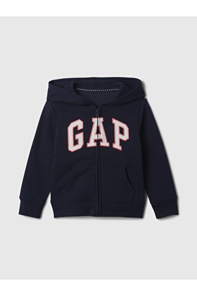 GAP Kız Bebek Lacivert Logo Fermuarlı Sweatshirt