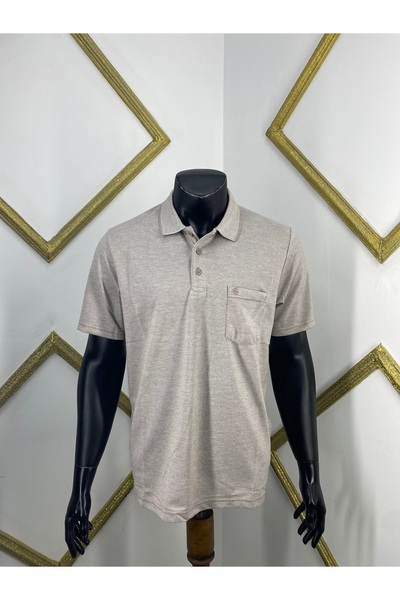 Sadık Collection Ercan Men's Large Size Polo Neck Pocket Cotton Vision Color T-Shirt V-4 5005