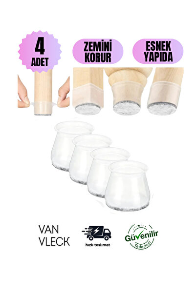 VAN VLECK Protector pentru picioare din silicon transparent pentru masă, scaun, taburet, măsuță de cafea – cu tampoane anti-alunecare protejează podeaua