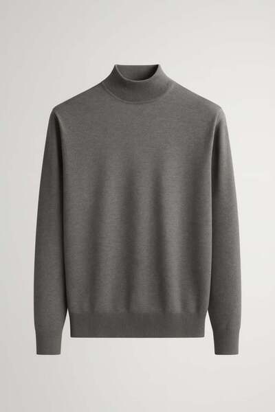 Valiberta Fincher Half Fisherman Regular Fit High Neck Men's Sweater - Smoked