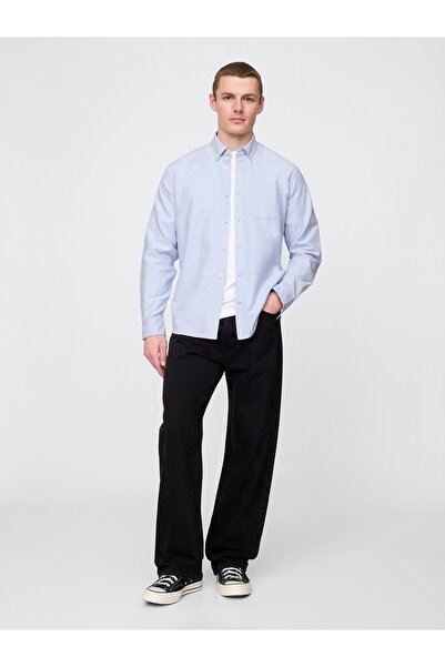 GAP Erkek Açık Mavi Standart Fit Oxford Gömlek