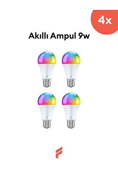 Fonri Akıllı Led Ampul 4'lü Set, 9w, Titreşimsiz, 16 Milyon Renk, Sesli Kontr...