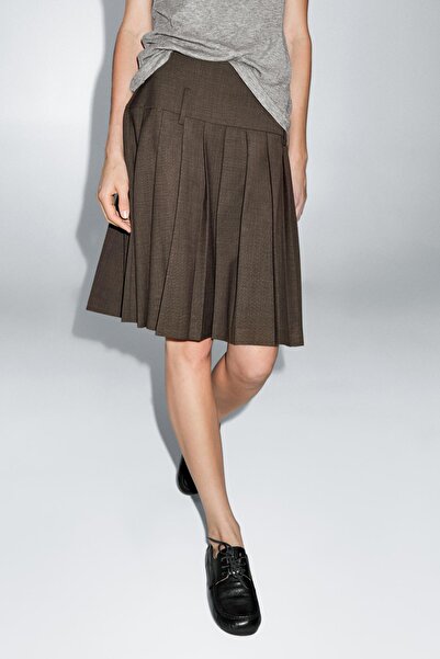 Massimo Dutti Kısa pilili kuşak etek