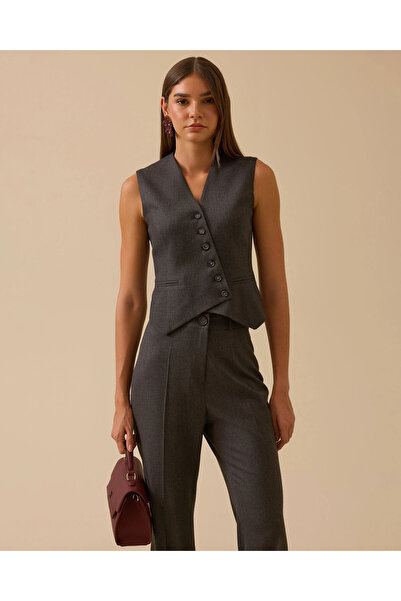 SEÇİL Asymmetric Cut Buttoned Vest