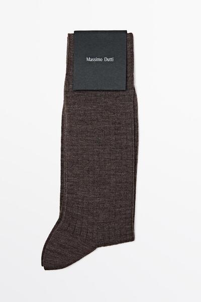Massimo Dutti Yün karışımlı nervürlü çoraplar
