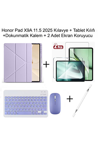 Yesnıce Honor Pad X9A 11.5 İnç 2025 Uyumlu Standlı Kılıf Dokunmatik Kalem Ve Klavye Set