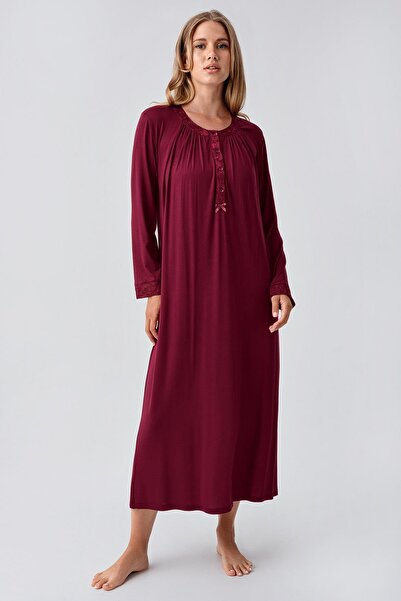 Artış Cămașă de noapte cu mâneci lungi, cu nasturi, elastică și vâscoasă