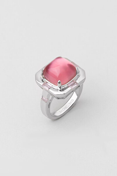 So CHIC... Doğadaki Renkler 18 Ayar Beyaz Altın Kaplama Gümüş Tasarım Yüzük