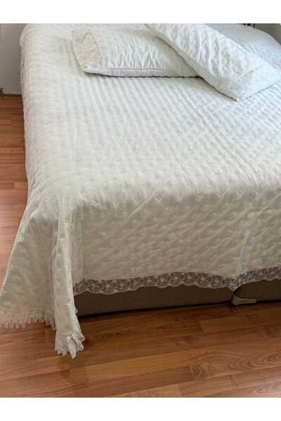 Çt Çeyizci Tekstil Double Bedspread, Bedding Set Cream