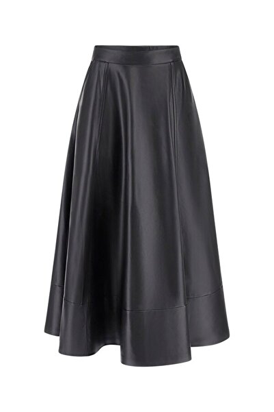 Guess Women's High Waist A-Line Faux Leather Skirt - Black