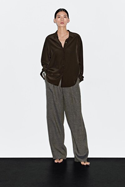 Massimo Dutti Dökümlü teknik kumaş gömlek