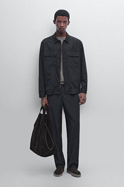 Massimo Dutti Yün karışımlı fermuarlı ince ceket