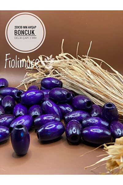 Fiolimore خرز خشبي بيضاوي الشكل باللون الأرجواني مقاس 20 × 30 مم (13 قطعة) تص...