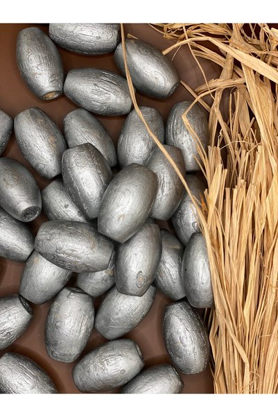 Fiolimore 20X30 mm Silver Gray Color Oval Wooden Beads (13 Pieces) Macrame Bag Wooden Beads Hole Diameter 7 mm