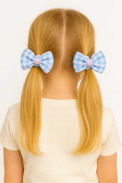 Motebarn Wear Дівчача гумка для волосся з бантиком, 2 шт., синя