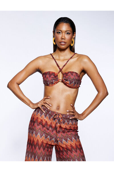Koton Textured Bikini Top Halter Neck Unlined