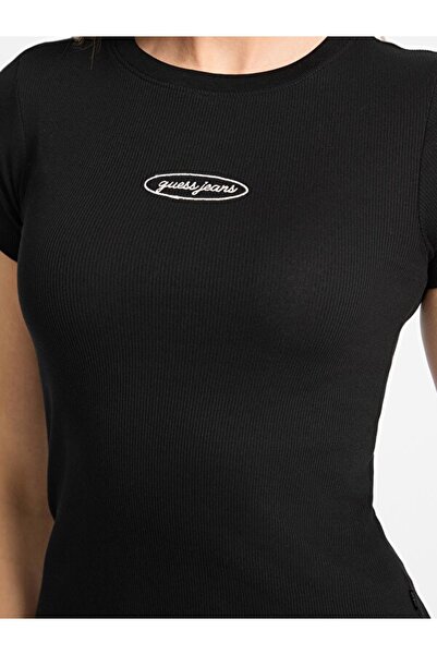 Guess Women's Black Slim Fit Logo T-Shirt W5Yp37Ka0H1-Jblk