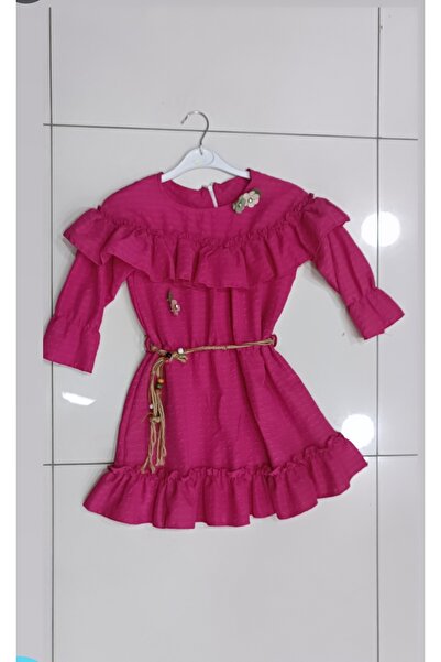 GÜLSEVEN فستان أطفال من قماش فورال قطني لعمر 6 سنوات