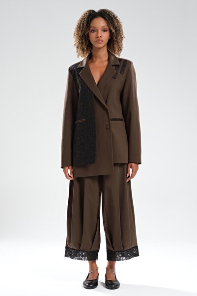 tw3 Women's Pleated Design Trousers with Lace Detail on the Legs