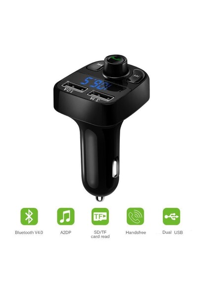 Flippy Car Charger with MP3 Player, Flippy, Bluetooth 5.0, 5V, 2 x USB, Type-C, Black