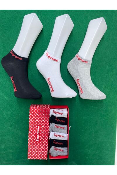 Supreme , Set 6 unisex short socks, White, Black, Grey, One Size