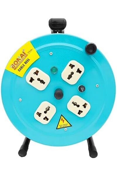 Bonai 25m Extension Reel: Power Your Space Safely and Efficiently with 4 Sockets and Fuse Protection