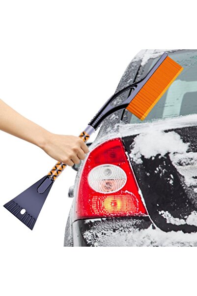 Flippy Car Snow Brush with Scraper, Multifunctional, Detachable, Anti-Slip Handle, 68x24x11.1 cm, Or