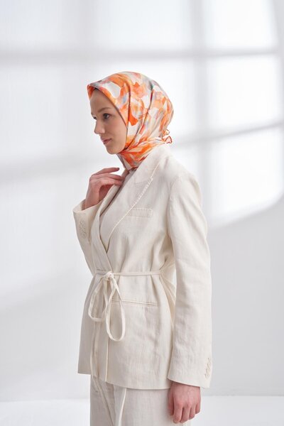 ARMANDA Crayon Patterned Tivil Silk Scarf 4305-Orange