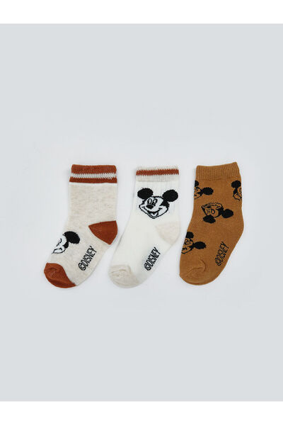 LC Waikiki Yeni Sezon Mickey Mouse Baskılı Erkek Bebek Soket Çorap 3'lü