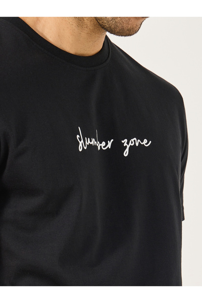 Styli Slogan Print Crew Neck T-Shirt and Pyjama Set